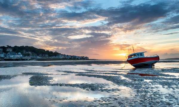 Sunset Over Boats on Instow Beach North Devon