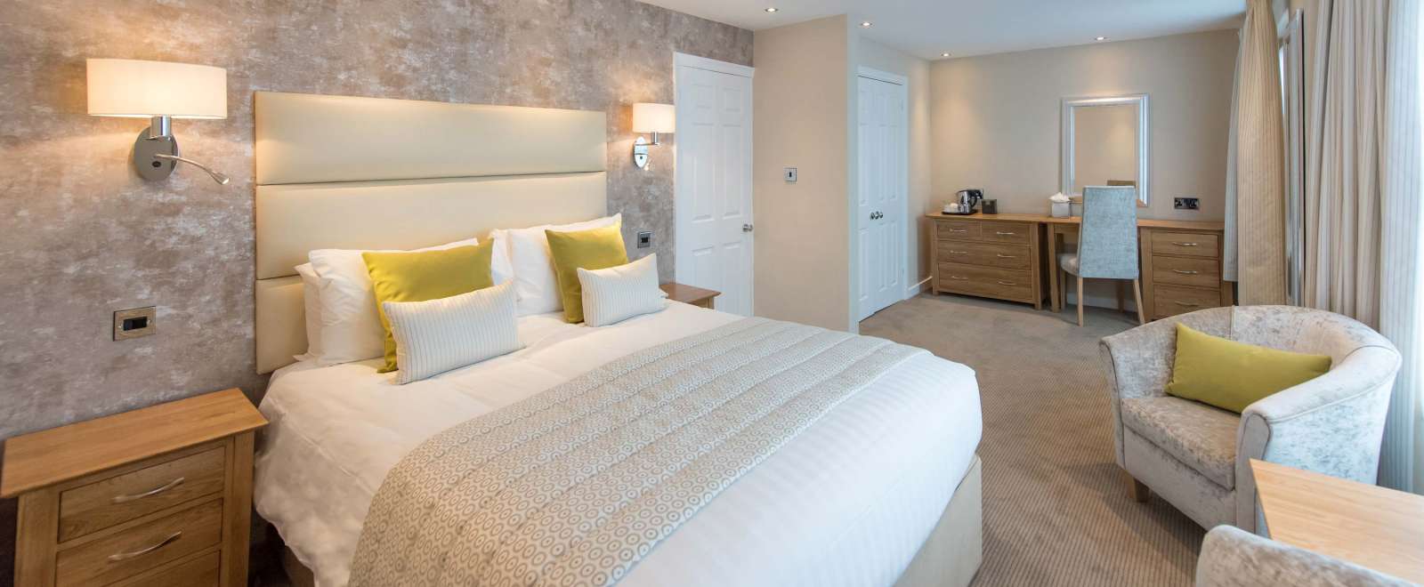 Royal and Fortescue Hotel Accommodation (303) Bedroom with Seating Area and Desk