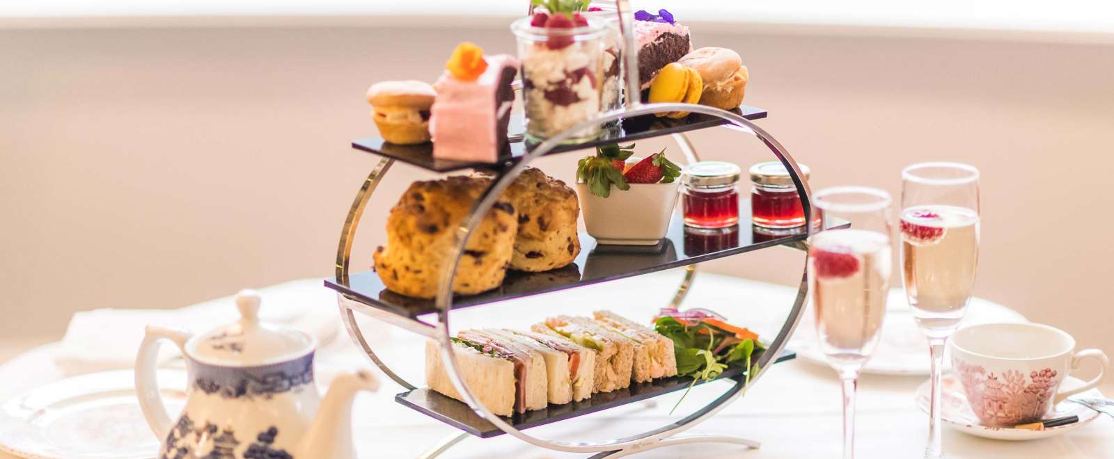 Royal and Fortescue Hotel Restaurant Dining Afternoon Tea with Prosecco
