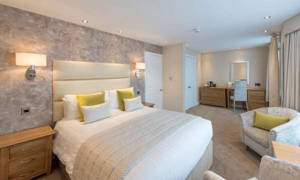Royal and Fortescue Hotel Accommodation (303) Bedroom with Seating Area and Desk