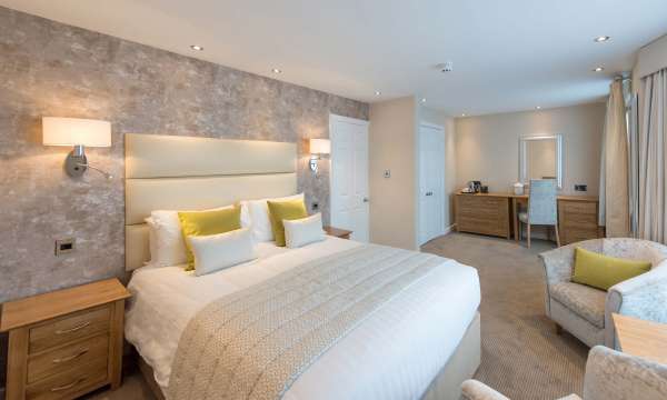 Royal and Fortescue Hotel Accommodation (303) Bedroom with Seating Area and Desk