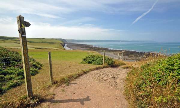 South West Coast Path at Westward Ho! Looking to Clovelly