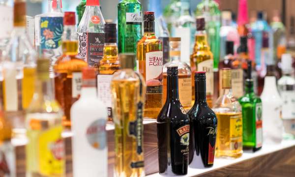 drinks bottles on a bar in RF