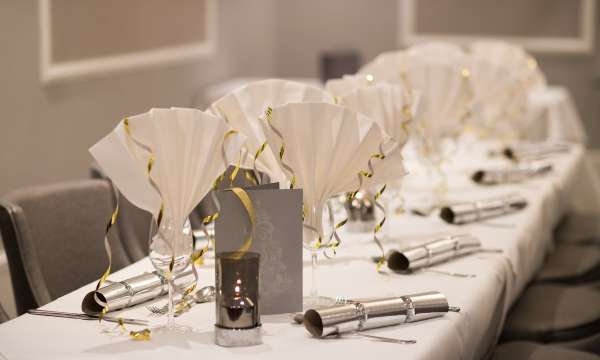 table laid up for festive party