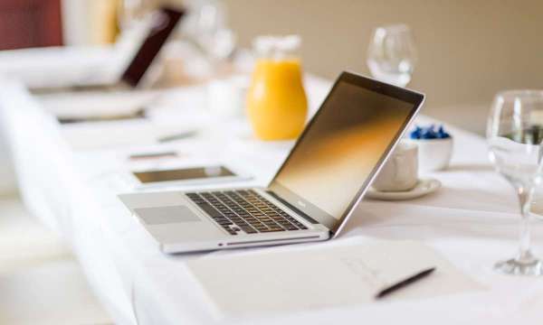 laptop at a conference