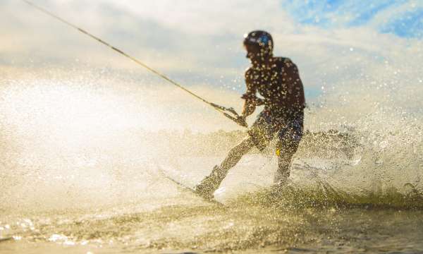 Man wake boarding