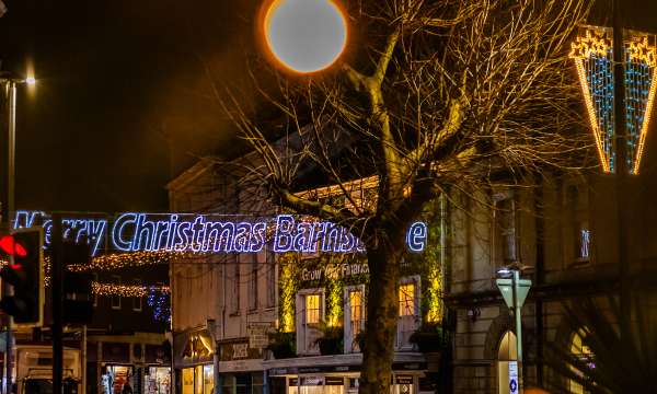 Barnstaple centre at Christmas time