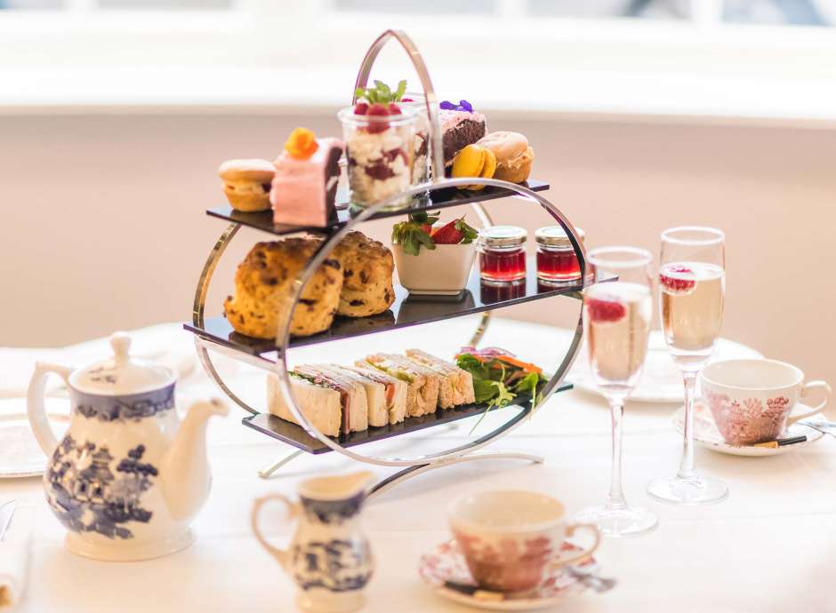 Royal and Fortescue Hotel Restaurant Dining Afternoon Tea with Prosecco