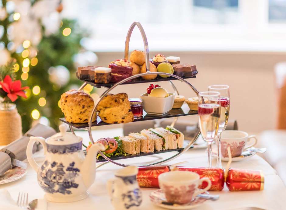 Royal and Fortescue Hotel Restaurant Dining Festive Afternoon Tea with Prosecco