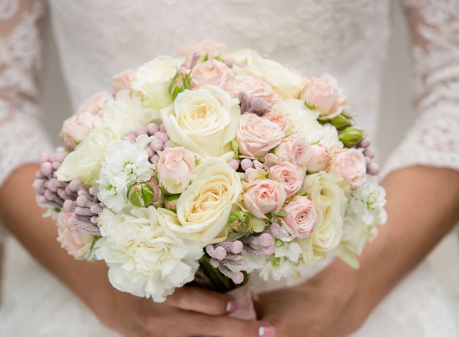 Bride holding a bouquet of flowers