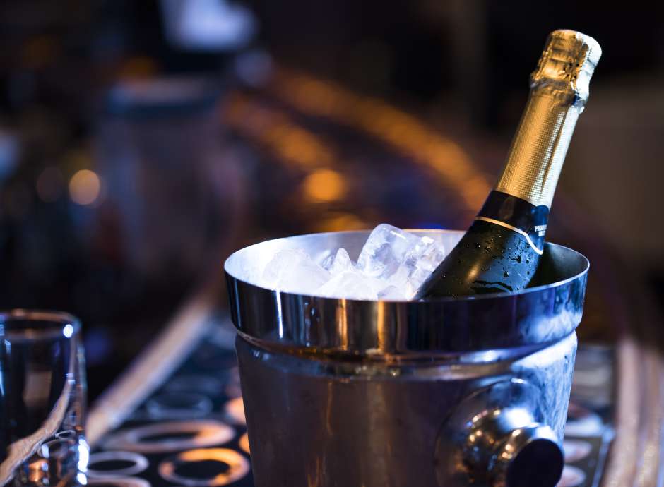 champagne in an ice bucket