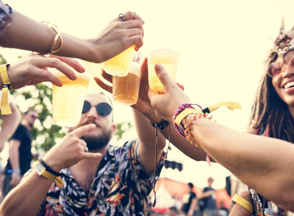 People drinking at a Festival 