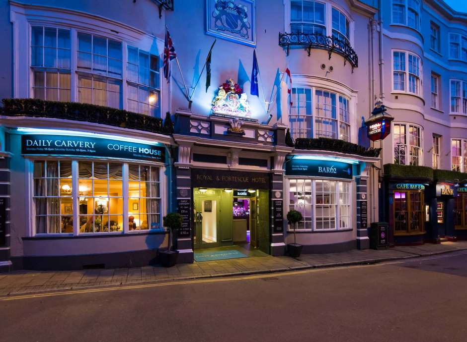 Royal and Fortescue Hotel Bar 62 and 62 The Bank External View from Barnstaple Hight Street